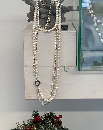 Okazały naszyjnik z hodowlanych perełami z złotymi elementami, Ade Art