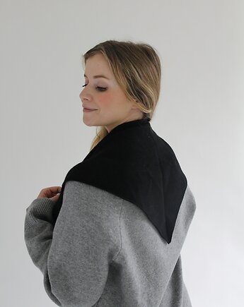 Apaszka Czarna BIRUANG 100% etycznej wełny merino RWS, KOPYTO