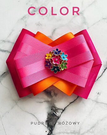 Brosza z Kolekcji COLOR z delikatnymi kolorowymi kwiatkami, Pudrowy Różowy