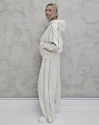 Lucia komplet z rozpinaną bluzą i szerokimi spodniami Straciatella, Ablush