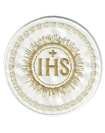 Naszywka komunijna na albę IHS ZŁOTA haftowana do przyszycia POLSKA 8cm, Wyszywane