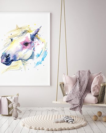 Koń Gwiazda, pastelowy plakat z koniem, Wallie Studio Dekoracji