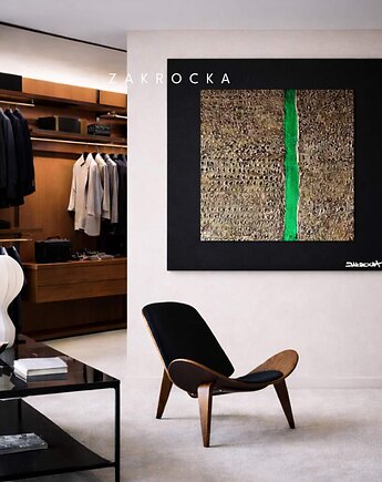 ZAKROCKA Duży obraz  120x120cm  strukturalny z czranym obramowaniem, art and texture