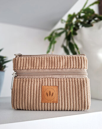 Dwustronny sztruksowy portfel Beżowy, sabi tatka