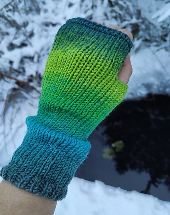 Ombre w turkusach 3 / mitenki, agat handmade