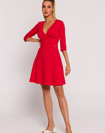 Sukienka z górą na zakładkę - czerwona(M-786), MOE