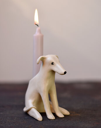 Ceramiczny świecznik Biały Charcik, Richie Acapulco