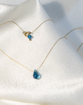 Naszyjnik delikatny łańcuszek z niebieskim kryształem Swarovskiego Tear Drop, Fox and Jewelry
