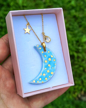 Naszyjnik pozłacany Księżyc Błękitny z Cytrynem Kolekcja Parian, ZIĘBA