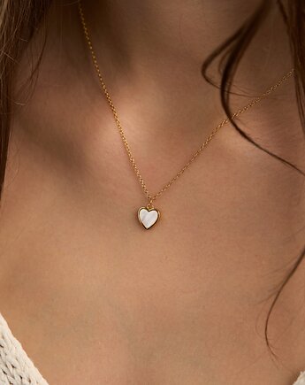 Naszyjnik serduszko masa perłowa- srebro 925 pozłacane, Coccola JEWELLERY
