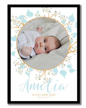 Plakat metryczka portret ze zdjęciem dziecka wiele wzorów, Sowia Aleja