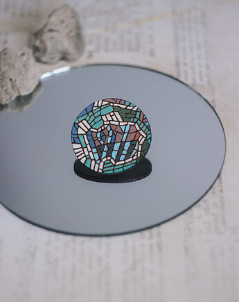 Broszka pin ze skóry z mozaiką, Pracownia Wieczorek