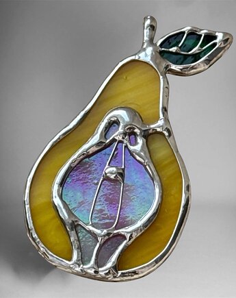 Szklana broszka Gruszka Łono  Symbol kobiecości. Witraż, Only Pure Glass