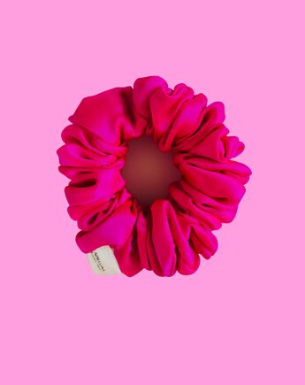 Gumka jedwabna, scrunchie, frotka neonowa fuksja MIDI, Capillum