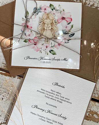 Personalizowana pamiątka komunii - Kartka na komunię z kopertą, sorte
