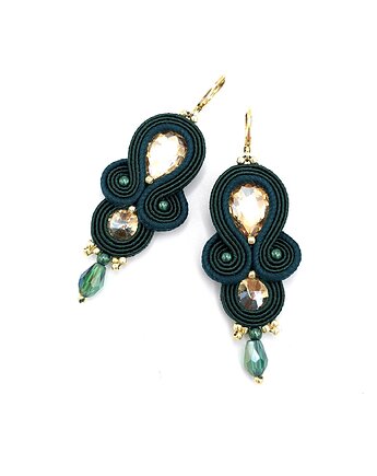 Kolczyki sutasz złoto zielone "Anya" delikatne romantyczne małe, Katrina Rossa