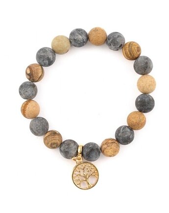 Labradoryt i Jaspis - bransoletka z kamieni naturalnych, Kulka Bransoletki