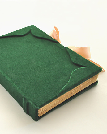 Ręcznie szyty notes A5 zielony, ZAMIŁOWANIA - Spersonalizowany prezent