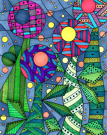 19. ROBO-KWIATKI - rysunek, plakat., kama4you