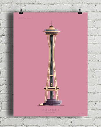 Space Needle - plakat giclee art, minimalmill