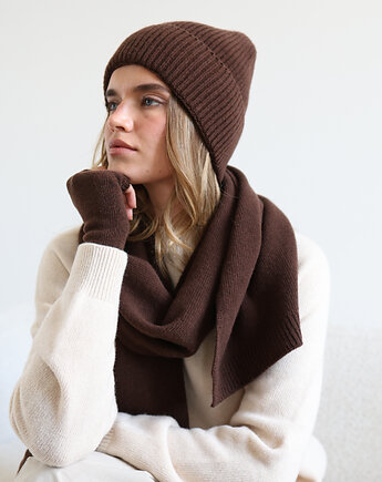 Mitenki Merino & cashmere czekoladowe, Lucky HandMade