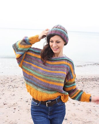 Sweter handmade   z wełną moher, Mademoiselle Patrini