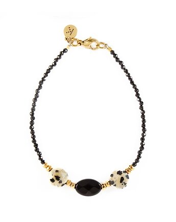 Bransoletka z owalnych Onyksów - dobrobyt i witalność - Wersja Pozłacana, Kulka Bransoletki