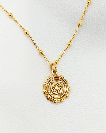 Naszyjnik złoty medalion , naszyjnik moneta, Anemon Atelier