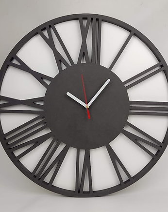 Wielki zegar ścienny 50 cm ( antracyt )czarno biały Rzymski, Wajdrew