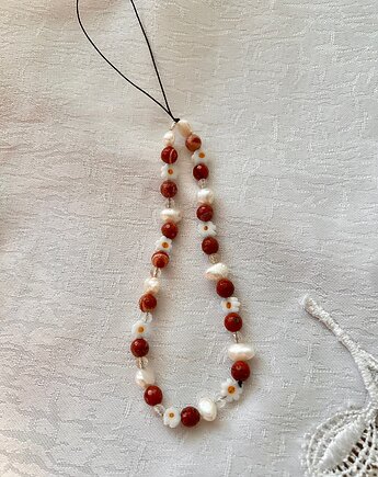 Zawieszka do telefonu - perły, koral i cytryn, Blask Natury