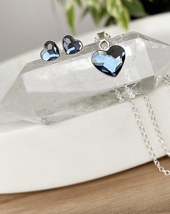 Komplet biżuterii - Jeansowe serduszka, Marisella