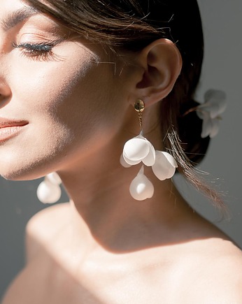 FLORA - kolczyki ślubne kwiaty z jedwabiu, Aureus Flos