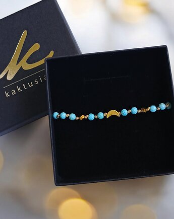 RELAKS, harmonia - lunula z turkusowym magnyzytem, kaktusia