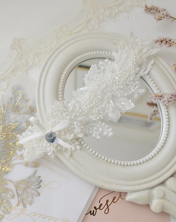 Podwiązka ivory z serduszkiem Swarovskiego, Anelis Atelier