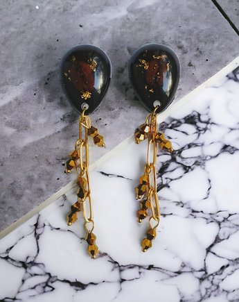 UNIKATOWE klipsy : KAWA : długie i lekkie, kaktusia