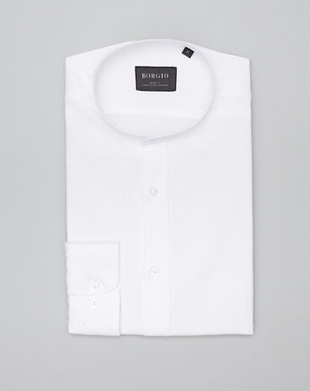 Koszula męska oleggio 00485 długi rękaw biały slim fit, BORGIO