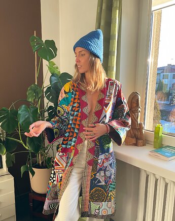 Zjawiskowe ocieplane kimono patchwork, Pintera