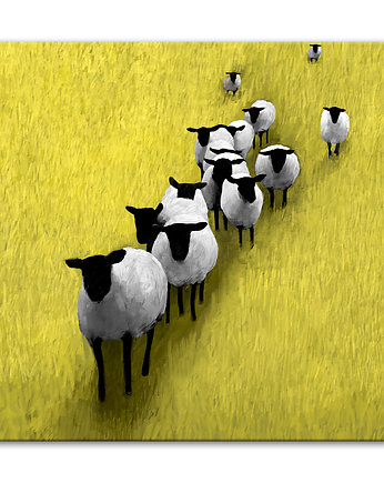 OBRAZ NA PŁÓTNIE- Owce na wypasie 80x80cm, OKAZJE - Prezent na Wesele