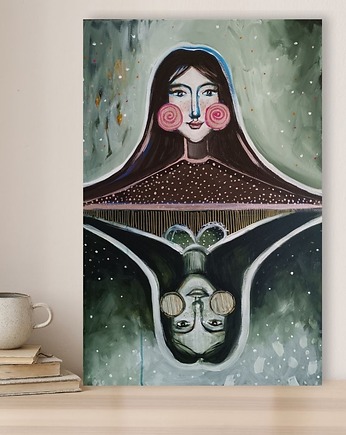 Obraz ręcznie malowany na płótnie 70x50 cm - Druga twarz, Kasia Kulicka
