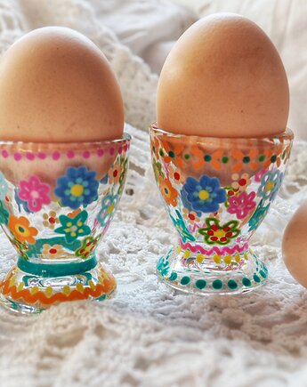 Kieliszki do jajek 2 szt. ręcznie malowane FLOWERS, ka.linea