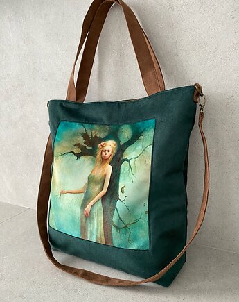 Duża torba na ramię - z serii Duchy lasu, PRACOWNIA 166
