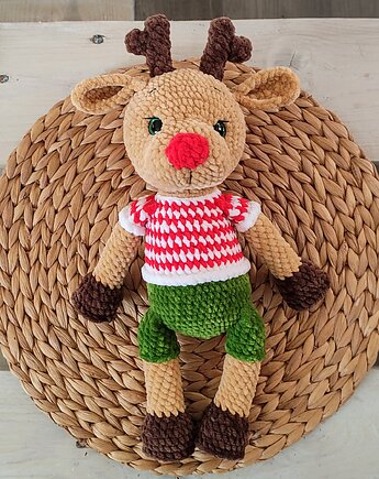 Szydełkowy świąteczny Renifer maskotka handmade, Zwooczki