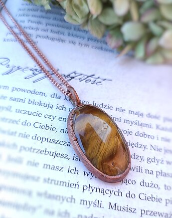 Wisior Strażnik Intuicji miedź tygrysie oko, Treemasters Copper Jewelry