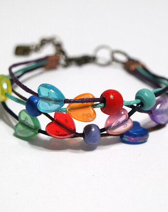 Bransoletka - Kolorowe serduszka - sznureczki, yenoo