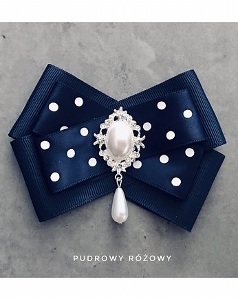 Brosza granatowa z perłą, Pudrowy Różowy