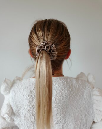 Gumka jedwabna, scrunchie, frotka cappuccino MIDI, Capillum