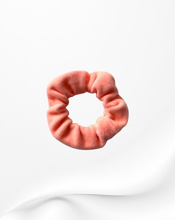 Scrunchie gumka frotka wąska welurowa morelowy neon, Zdunetti