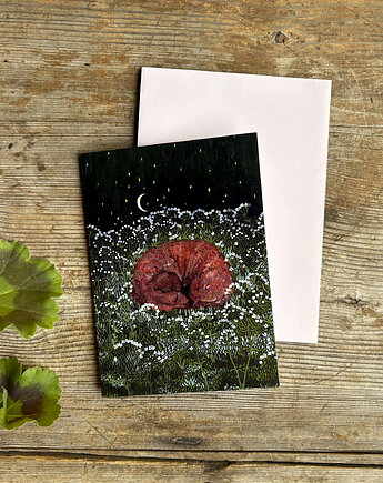 Jamnik- Spiacy Jamnik- Kartka- Grafika- Ilustracja- Ptaki, BOSKE