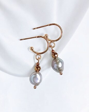 LUX. Srebrne perły - kolczyki na okrągłych sztyftach, kaktusia