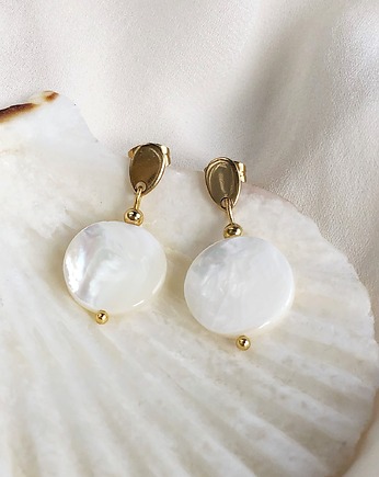 Kolczyki pozłacane PURE HARMONY z masą perłową, Gleeme Jewellery